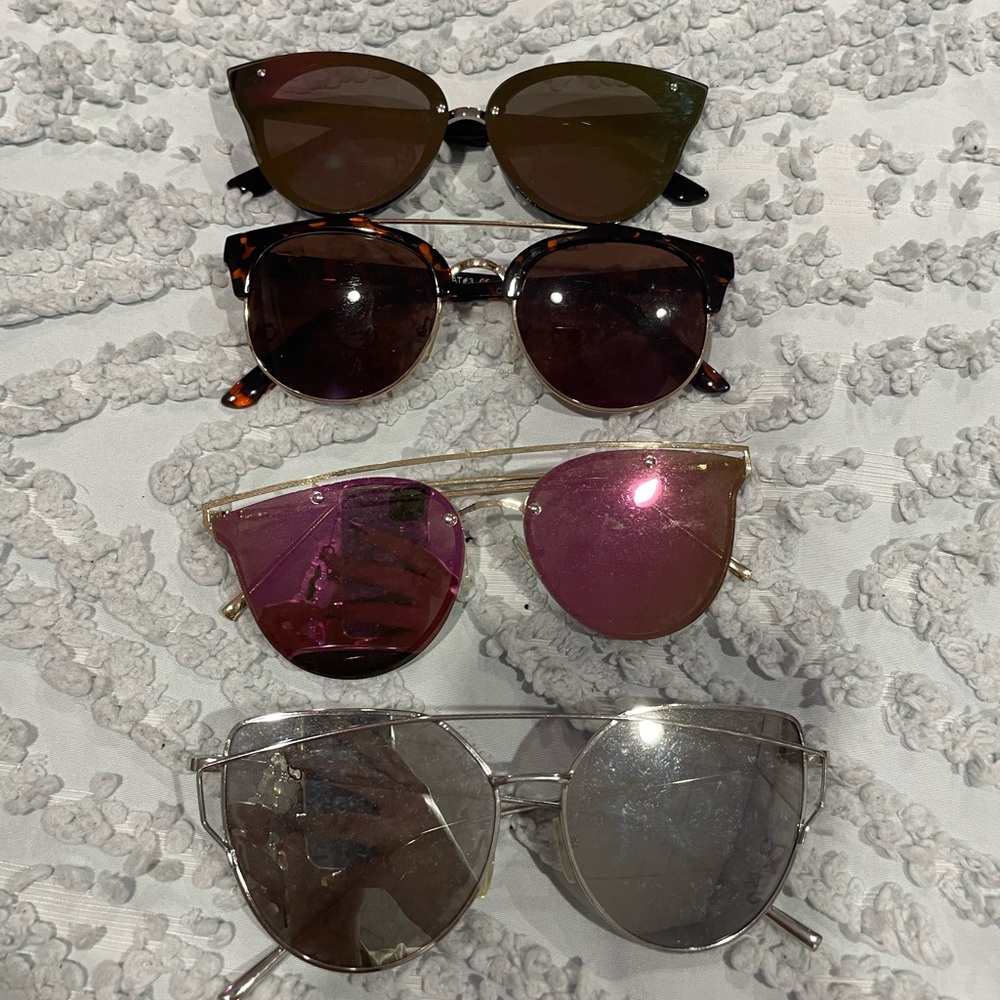Stylish Women's Sunglasses Set - Black, Brown, Pink, Silver